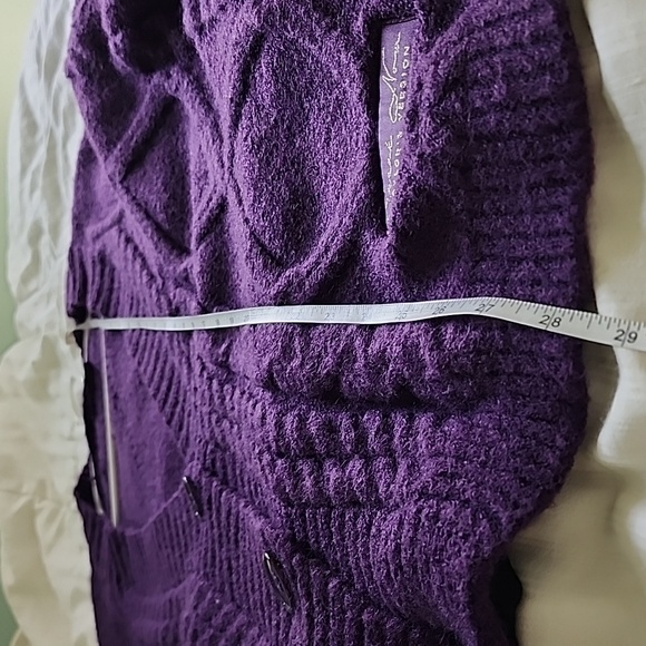 Taylor Swift Speak Now Cardigan Sweater M/L Purple Cable Knit Star Soft - Picture 8 of 9